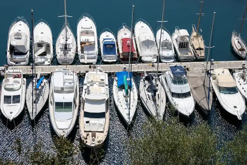 assortment of boats and yachts in a marina