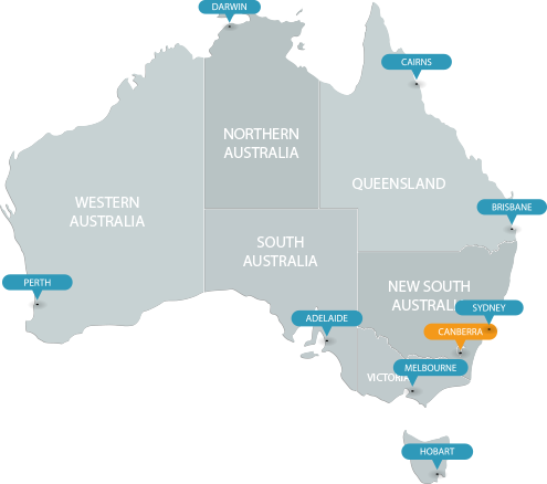 Major shipping locations throughout Australia